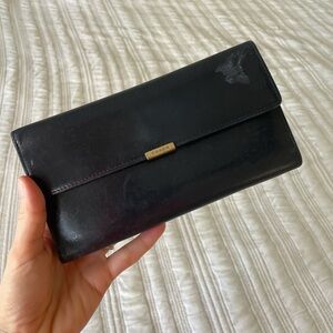 Vintage Coach Black Leather Wallet with Gold Accent
